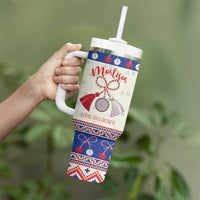 Personalized Moldova Christmas Tumbler With Handle Martisor Moldova Traditional - Wonder Print Shop