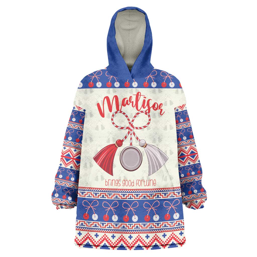 Personalized Moldova Christmas Wearable Blanket Hoodie Martisor Moldova Traditional - Wonder Print Shop