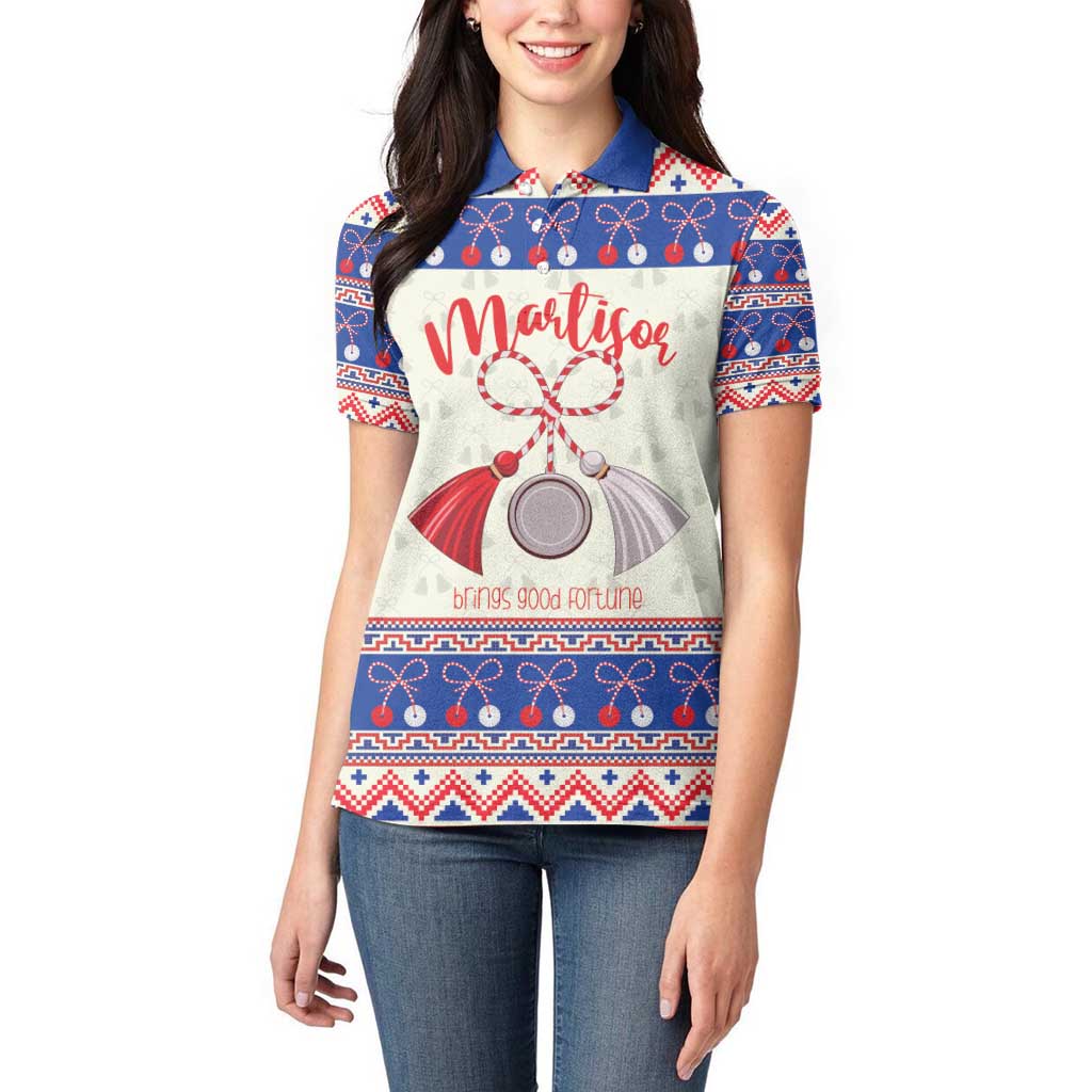 Personalized Moldova Christmas Women Polo Shirt Martisor Moldova Traditional - Wonder Print Shop