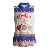 Personalized Moldova Christmas Women Sleeveless Polo Shirt Martisor Moldova Traditional - Wonder Print Shop