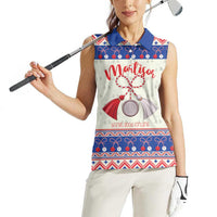 Personalized Moldova Christmas Women Sleeveless Polo Shirt Martisor Moldova Traditional - Wonder Print Shop