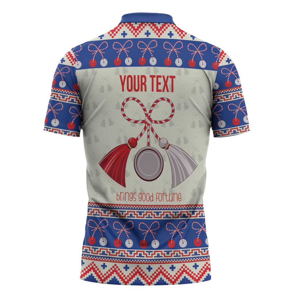 Personalized Moldova Christmas Zipper Polo Shirt Martisor Moldova Traditional - Wonder Print Shop