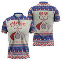 Personalized Moldova Christmas Zipper Polo Shirt Martisor Moldova Traditional - Wonder Print Shop