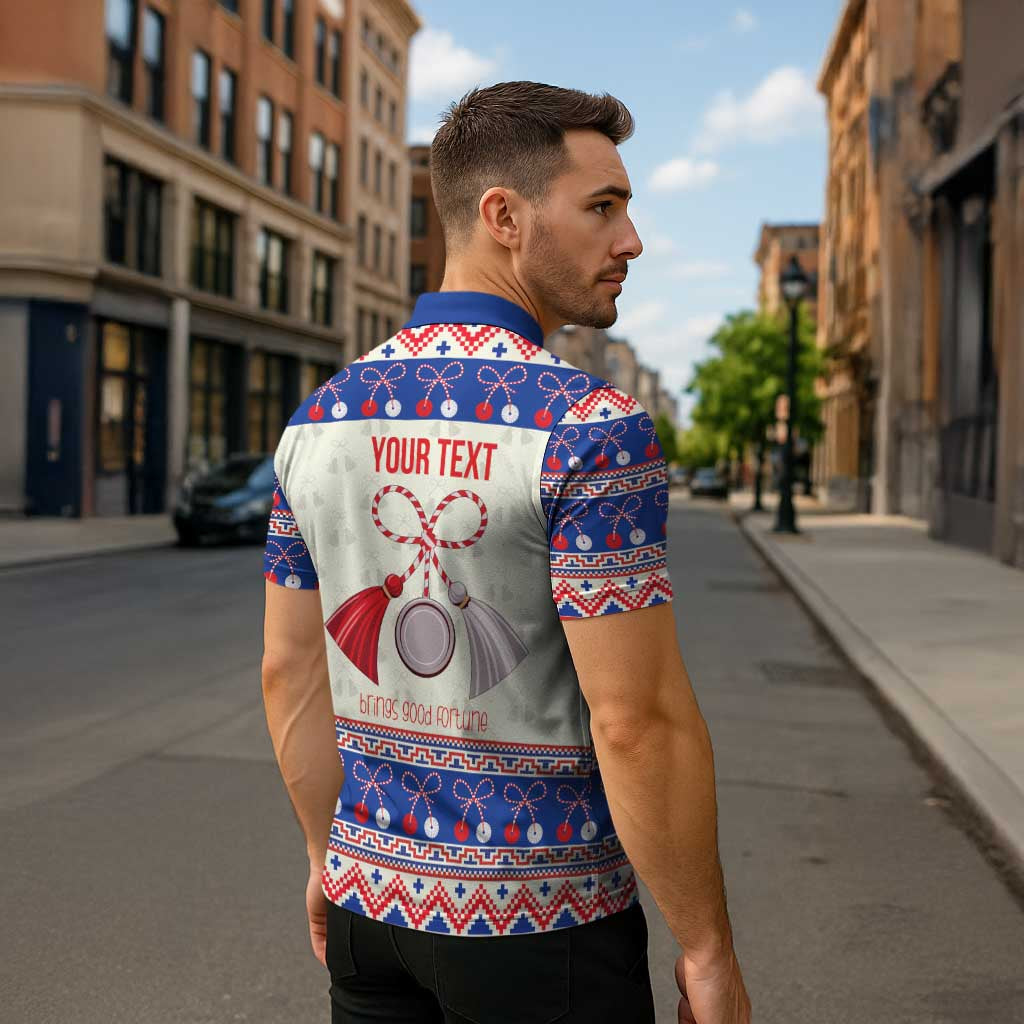 Personalized Moldova Christmas Zipper Polo Shirt Martisor Moldova Traditional - Wonder Print Shop