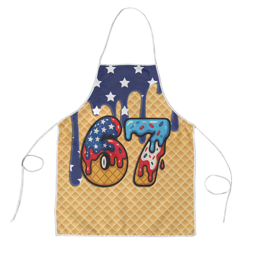 American Flag Ice Cream Drip Apron 67 Meme Gen Alpha Slang Tee - Wonder Print Shop