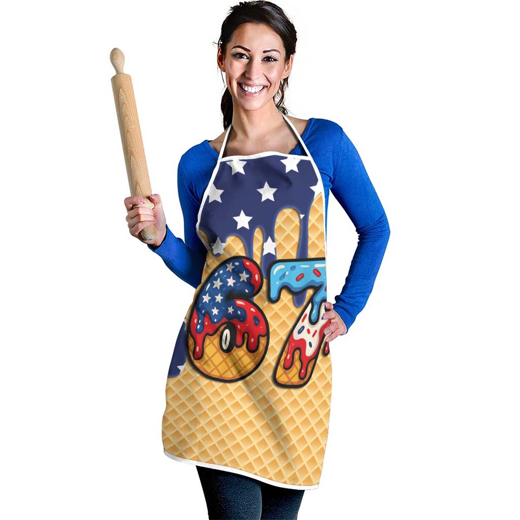 American Flag Ice Cream Drip Apron 67 Meme Gen Alpha Slang Tee - Wonder Print Shop