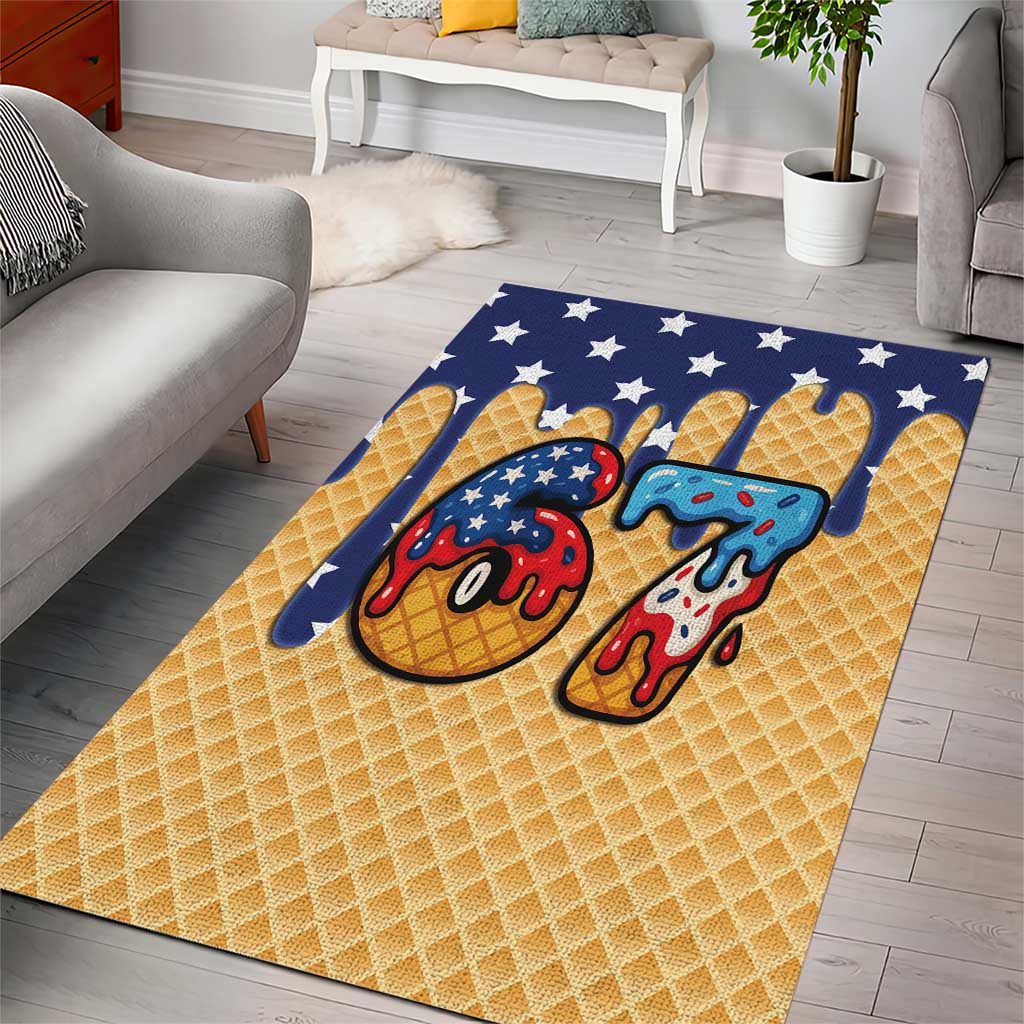American Flag Ice Cream Drip Area Rug 67 Meme Gen Alpha Slang Tee - Wonder Print Shop