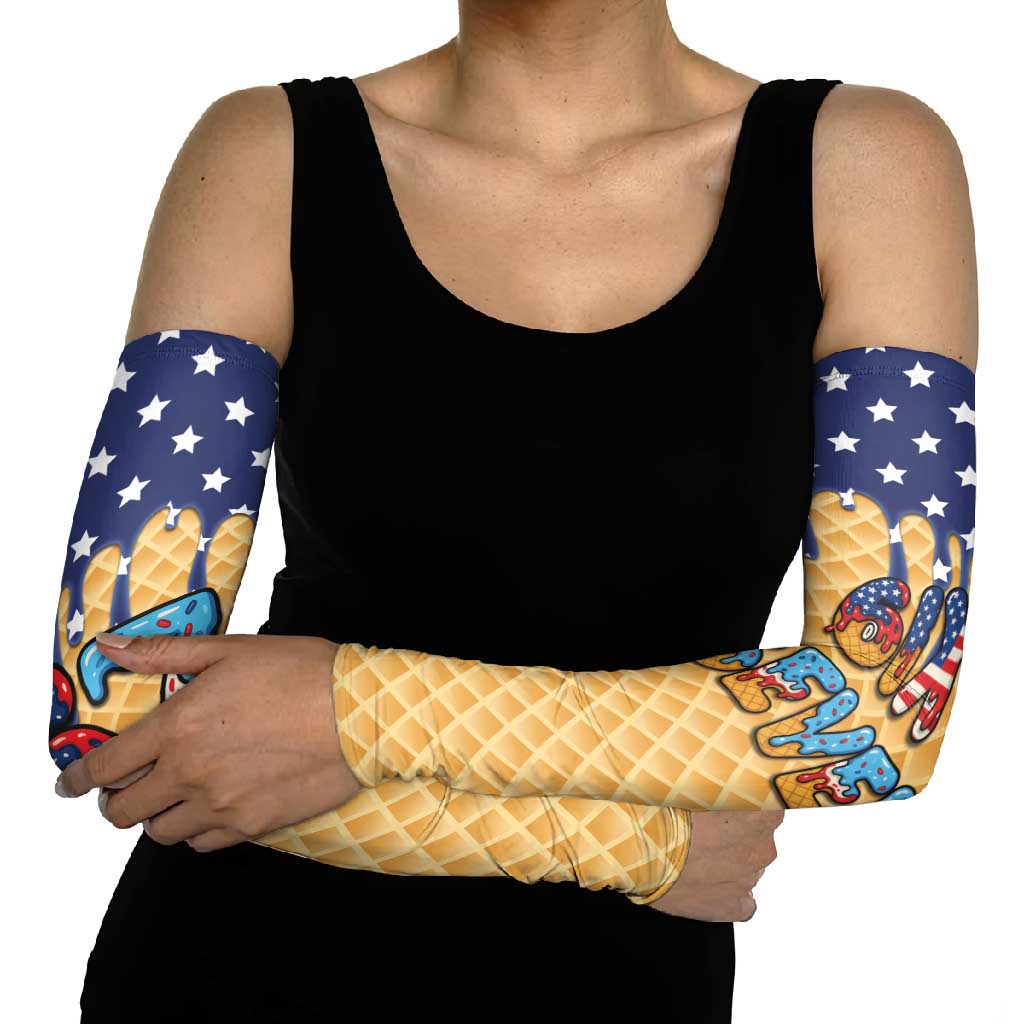 American Flag Ice Cream Drip Arm Sleeves 67 Meme Gen Alpha Slang Tee - Wonder Print Shop