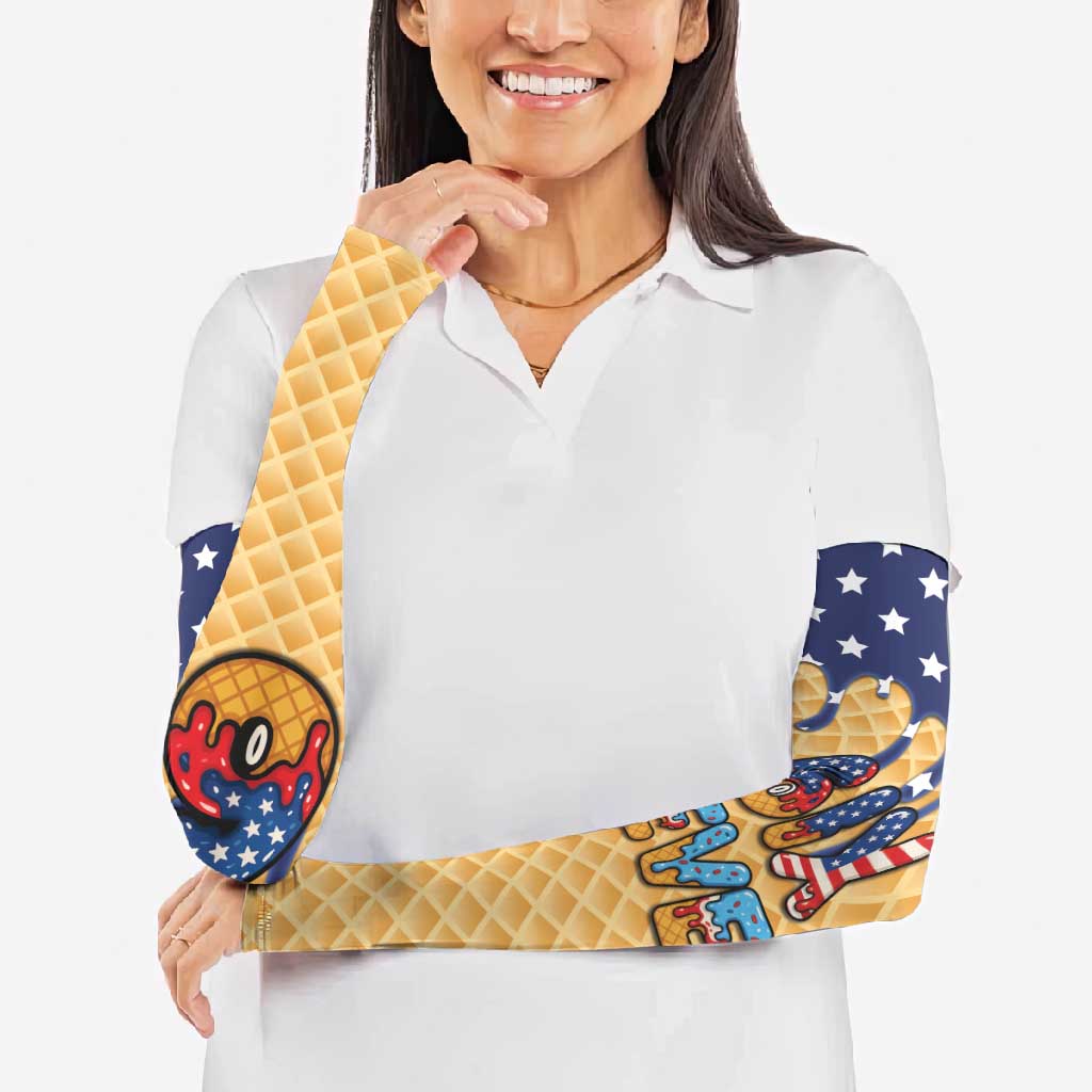 American Flag Ice Cream Drip Arm Sleeves 67 Meme Gen Alpha Slang Tee - Wonder Print Shop