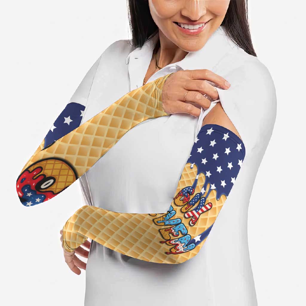 American Flag Ice Cream Drip Arm Sleeves 67 Meme Gen Alpha Slang Tee - Wonder Print Shop