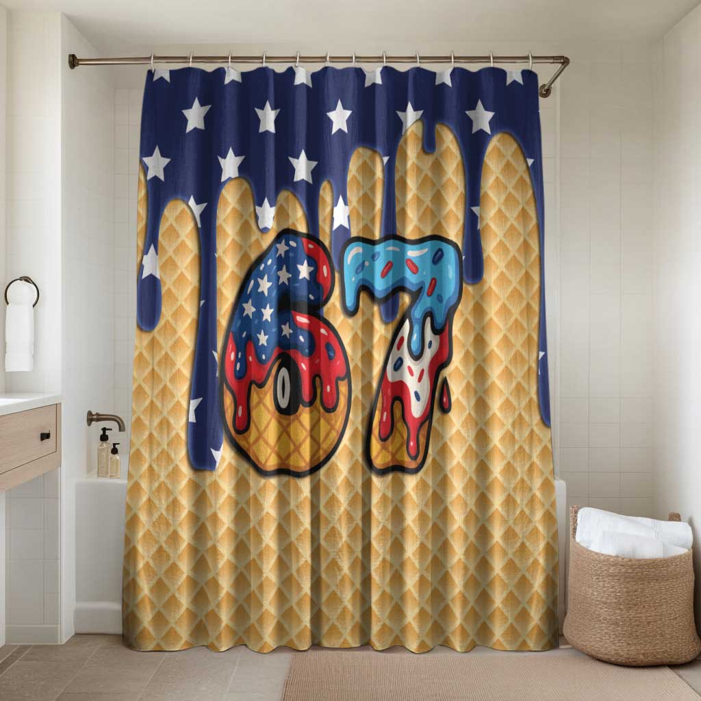 American Flag Ice Cream Drip Bathroom Set 67 Meme Gen Alpha Slang Tee - Wonder Print Shop