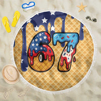 American Flag Ice Cream Drip Beach Blanket 67 Meme Gen Alpha Slang Tee - Wonder Print Shop