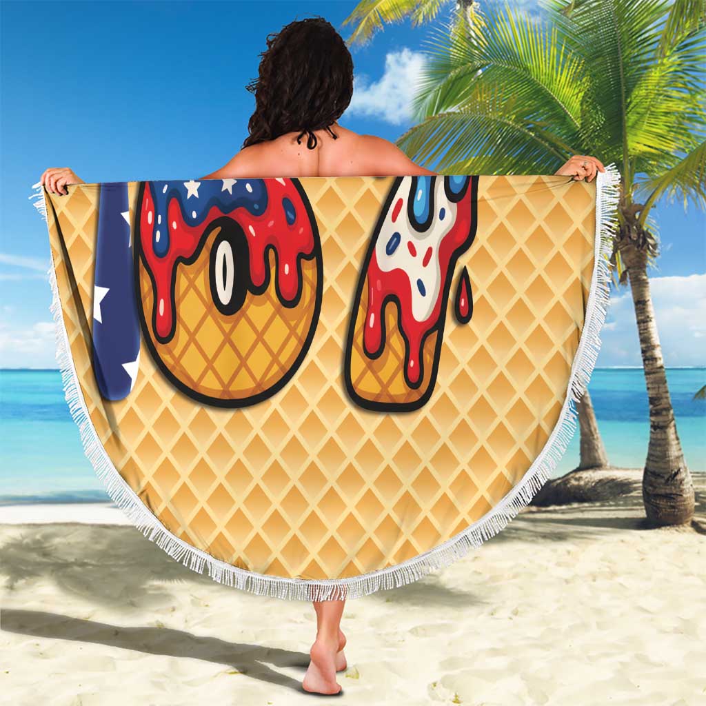 American Flag Ice Cream Drip Beach Blanket 67 Meme Gen Alpha Slang Tee - Wonder Print Shop