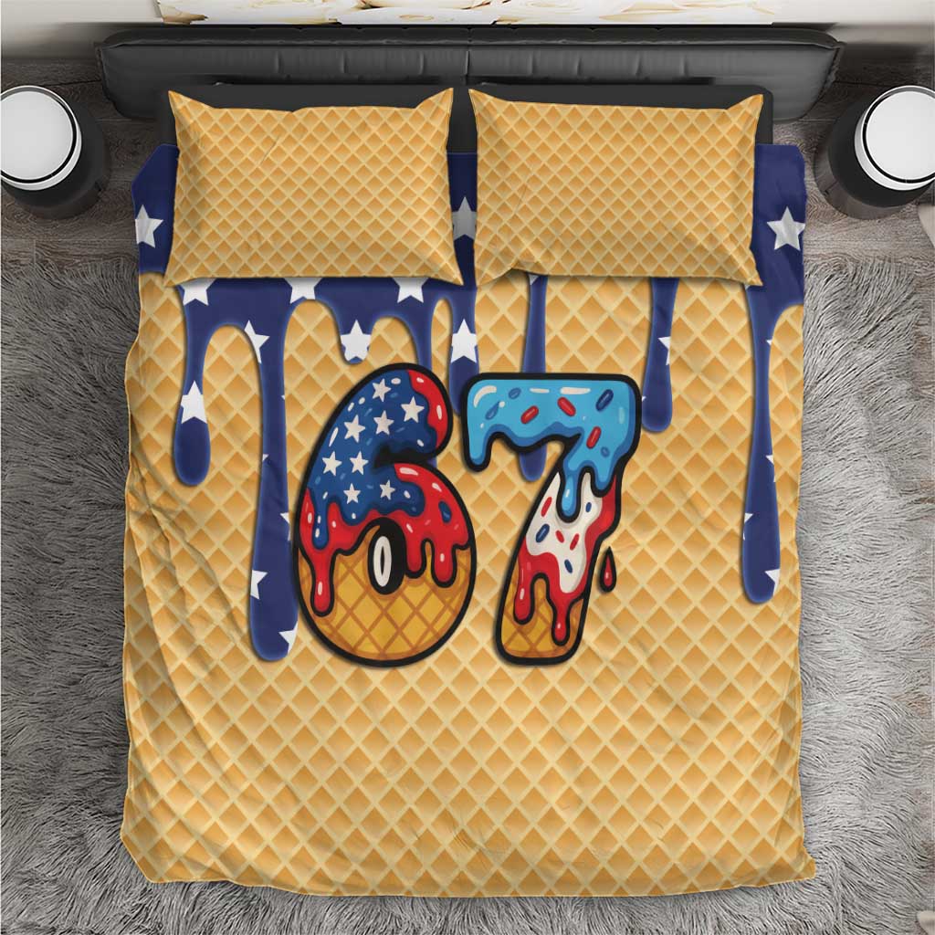 American Flag Ice Cream Drip Bedding Set 67 Meme Gen Alpha Slang Tee - Wonder Print Shop