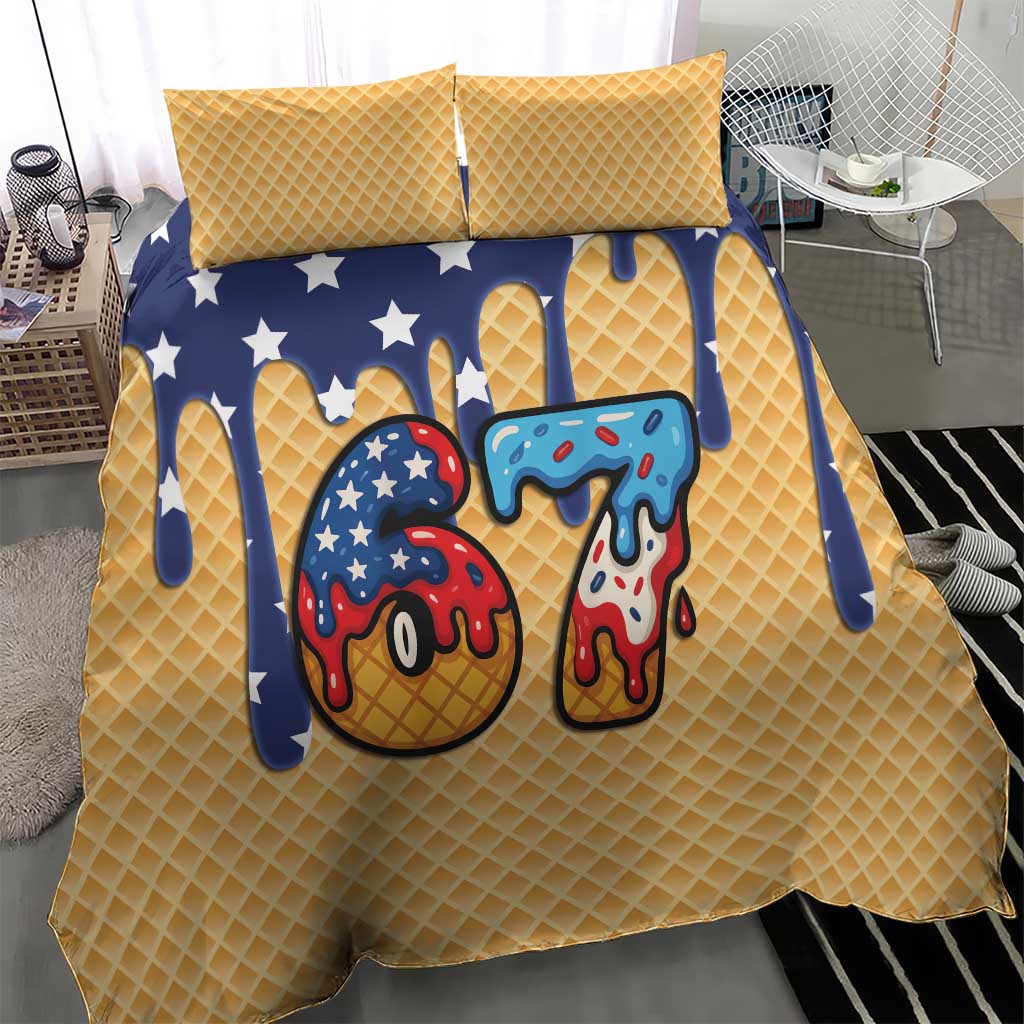 American Flag Ice Cream Drip Bedding Set 67 Meme Gen Alpha Slang Tee - Wonder Print Shop