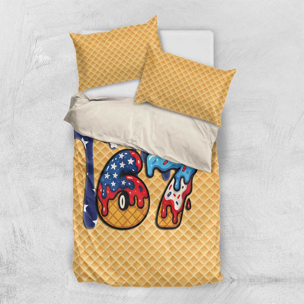 American Flag Ice Cream Drip Bedding Set 67 Meme Gen Alpha Slang Tee - Wonder Print Shop