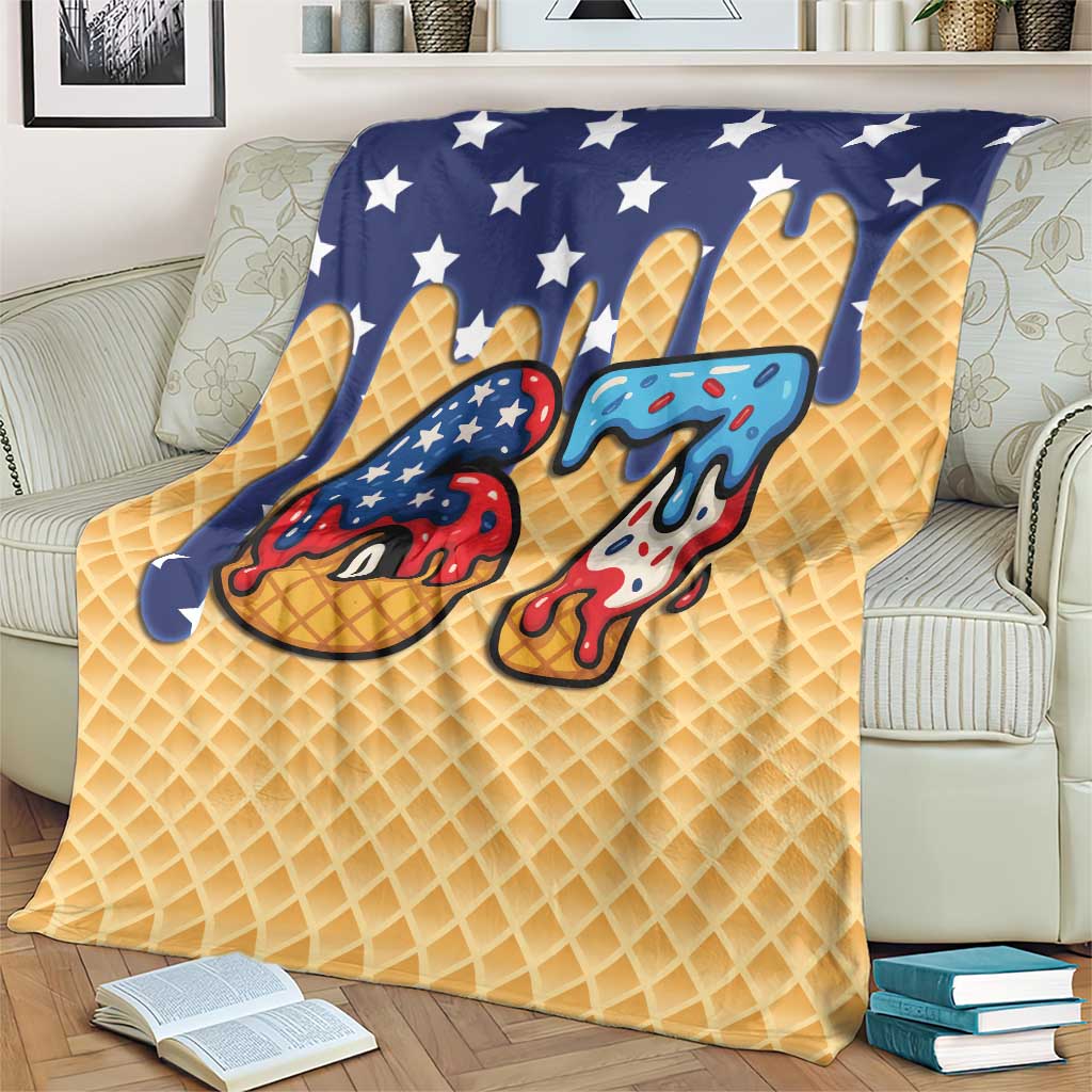 American Flag Ice Cream Drip Blanket 67 Meme Gen Alpha Slang Tee - Wonder Print Shop