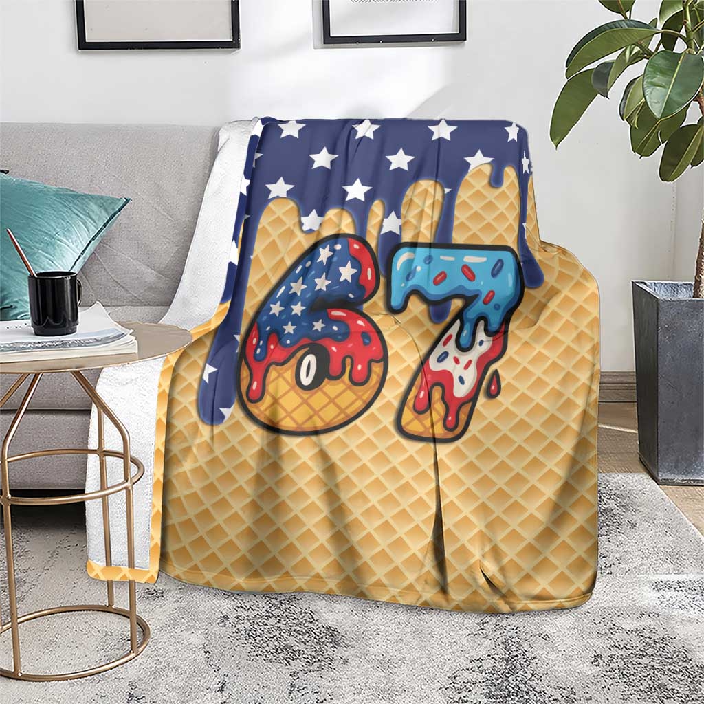 American Flag Ice Cream Drip Blanket 67 Meme Gen Alpha Slang Tee - Wonder Print Shop