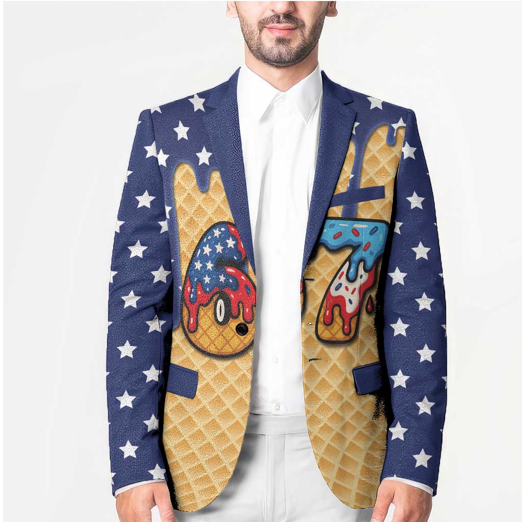 American Flag Ice Cream Drip Blazer 67 Meme Gen Alpha Slang Tee - Wonder Print Shop