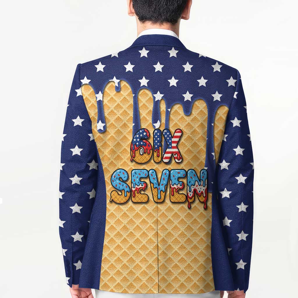 American Flag Ice Cream Drip Blazer 67 Meme Gen Alpha Slang Tee - Wonder Print Shop