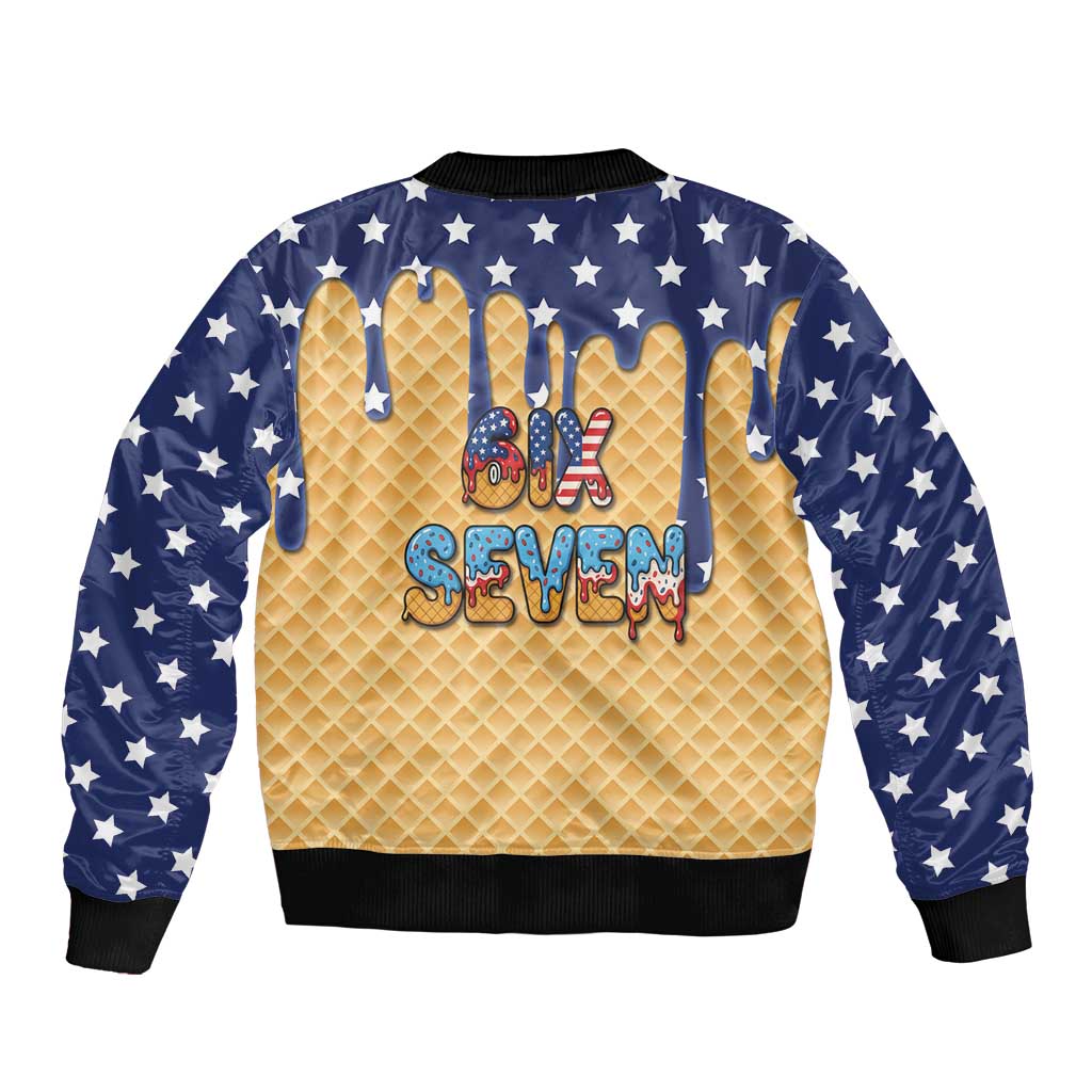American Flag Ice Cream Drip Bomber Jacket 67 Meme Gen Alpha Slang Tee - Wonder Print Shop