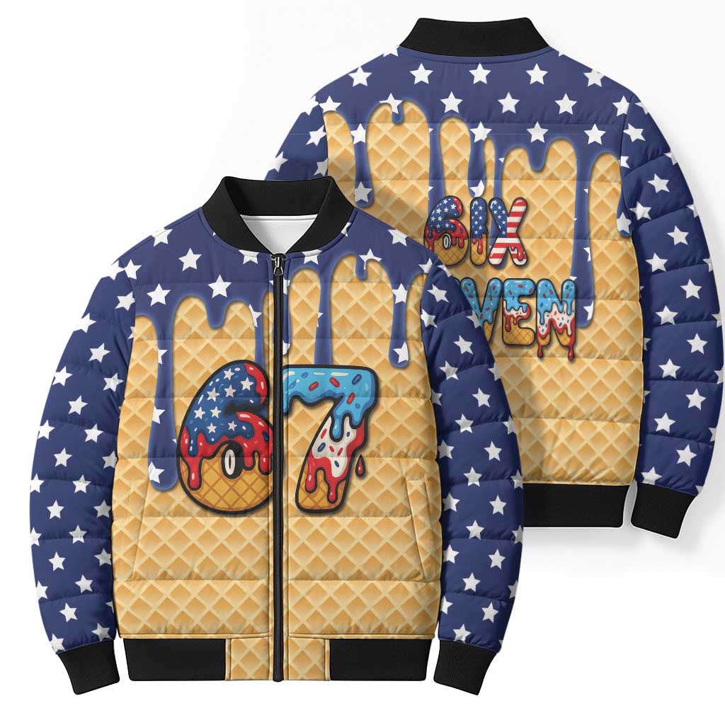 American Flag Ice Cream Drip Bomber Puffer Jacket 67 Meme Gen Alpha Slang Tee - Wonder Print Shop