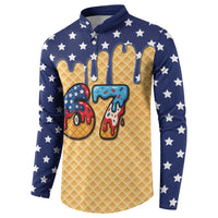 American Flag Ice Cream Drip Button Sweatshirt 67 Meme Gen Alpha Slang Tee - Wonder Print Shop