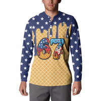American Flag Ice Cream Drip Button Sweatshirt 67 Meme Gen Alpha Slang Tee - Wonder Print Shop