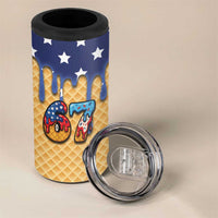 American Flag Ice Cream Drip 4 in 1 Can Cooler Tumbler 67 Meme Gen Alpha Slang Tee - Wonder Print Shop