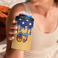 American Flag Ice Cream Drip 4 in 1 Can Cooler Tumbler 67 Meme Gen Alpha Slang Tee - Wonder Print Shop