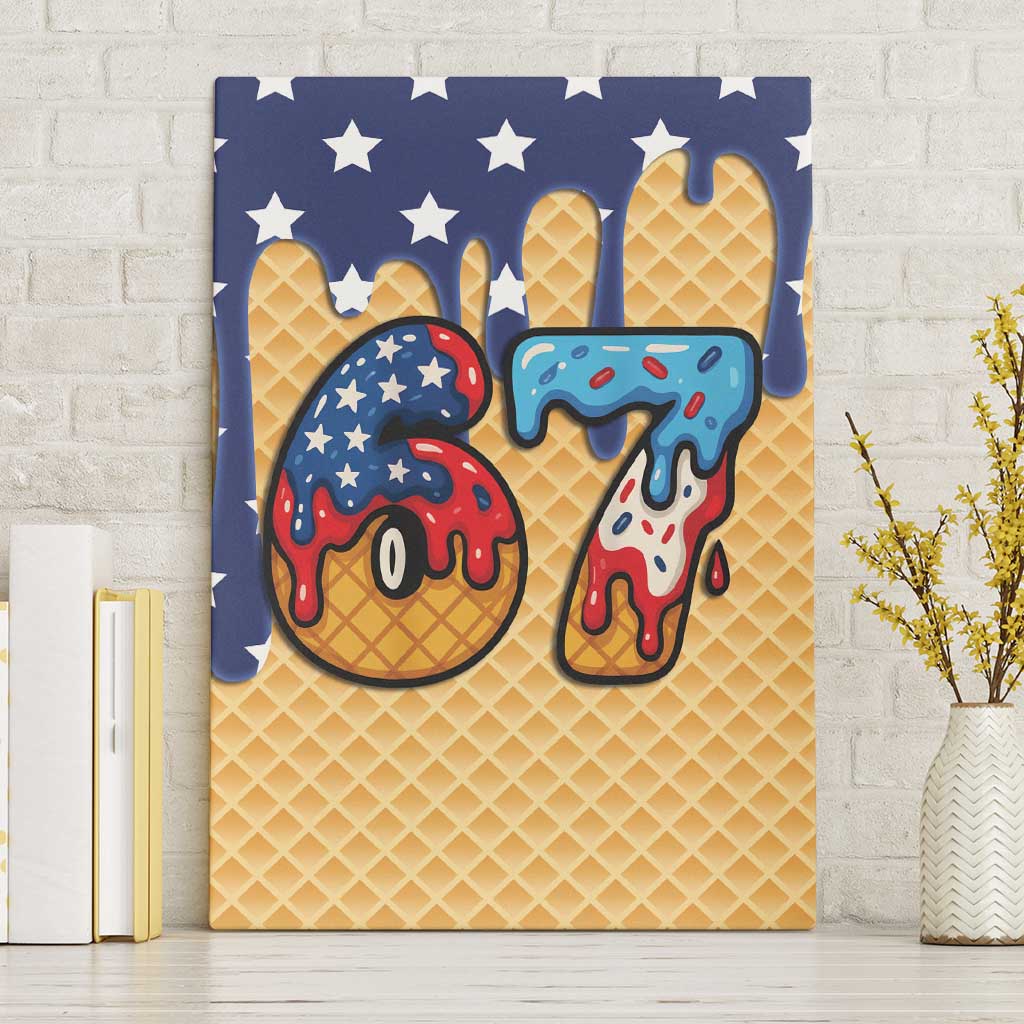 American Flag Ice Cream Drip Canvas Wall Art 67 Meme Gen Alpha Slang Tee - Wonder Print Shop