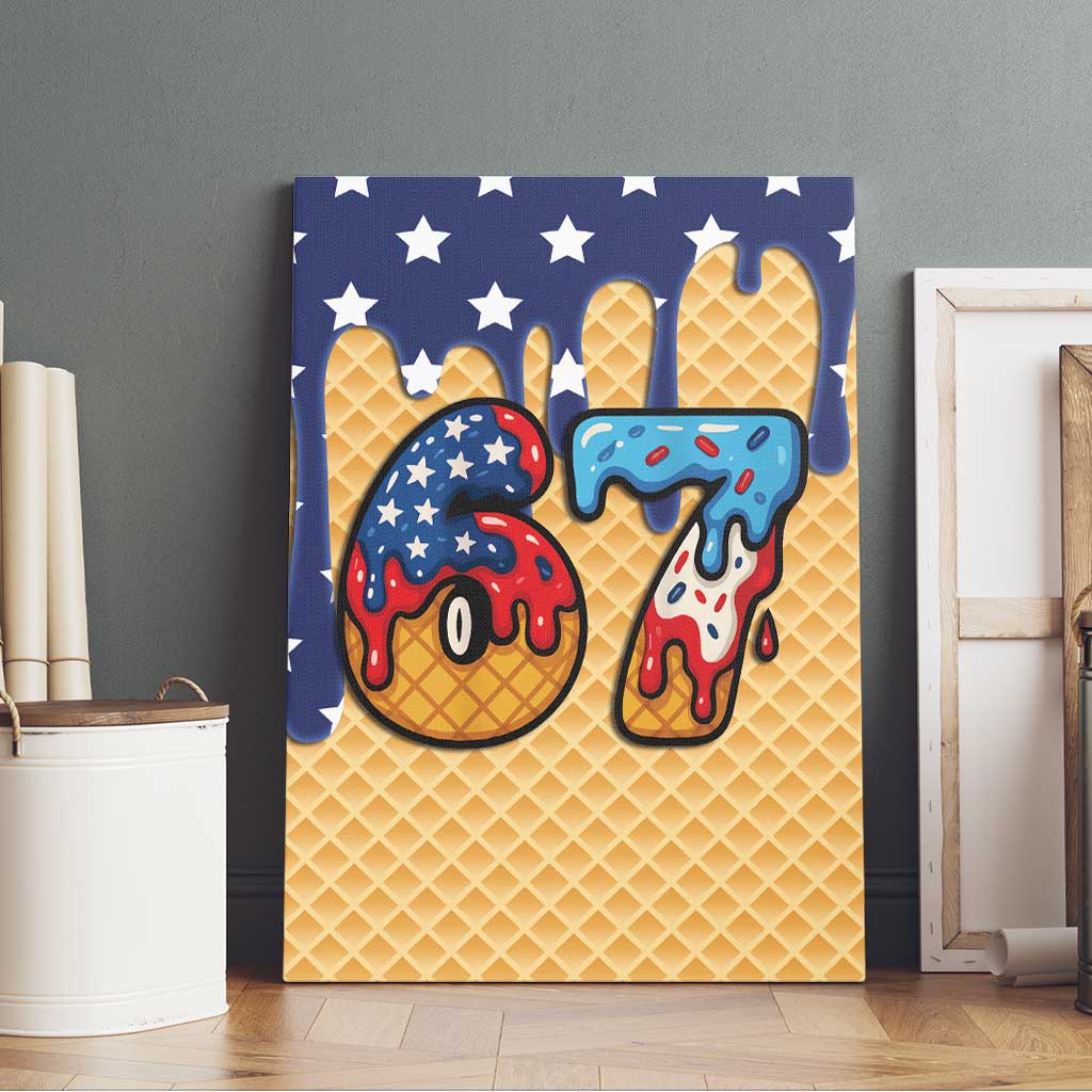 American Flag Ice Cream Drip Canvas Wall Art 67 Meme Gen Alpha Slang Tee - Wonder Print Shop