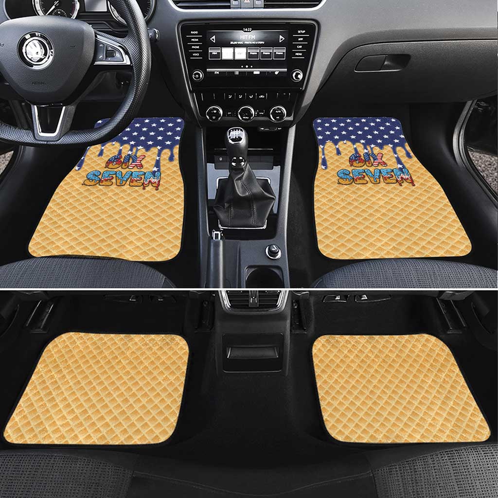 American Flag Ice Cream Drip Car Mats 67 Meme Gen Alpha Slang Tee - Wonder Print Shop