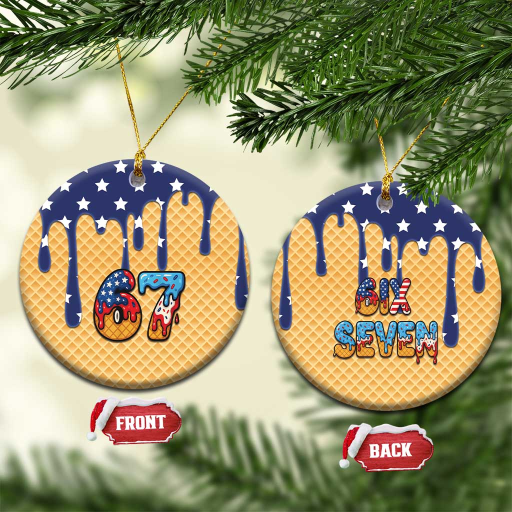 American Flag Ice Cream Drip Ceramic Ornament 67 Meme Gen Alpha Slang Tee - Wonder Print Shop