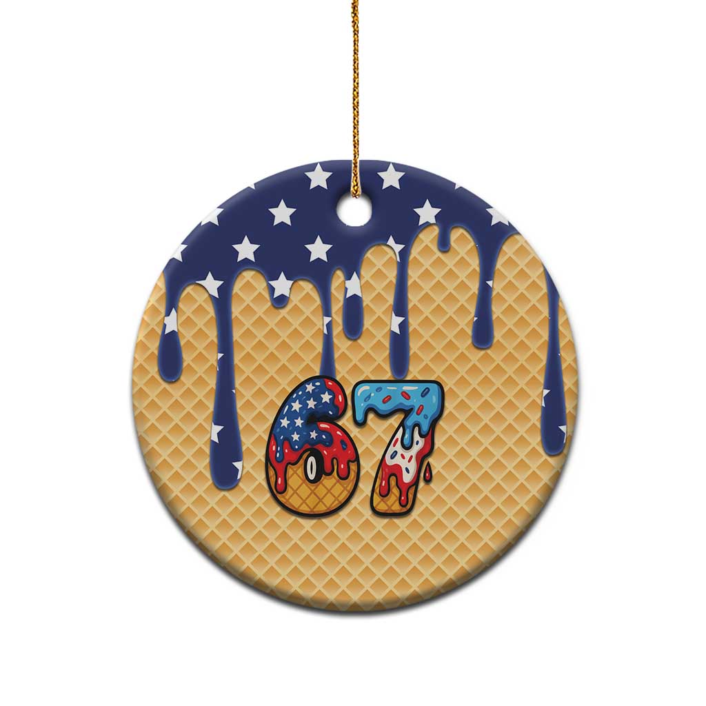 American Flag Ice Cream Drip Ceramic Ornament 67 Meme Gen Alpha Slang Tee - Wonder Print Shop