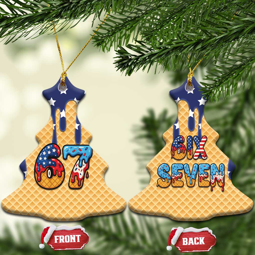 American Flag Ice Cream Drip Ceramic Ornament 67 Meme Gen Alpha Slang Tee - Wonder Print Shop