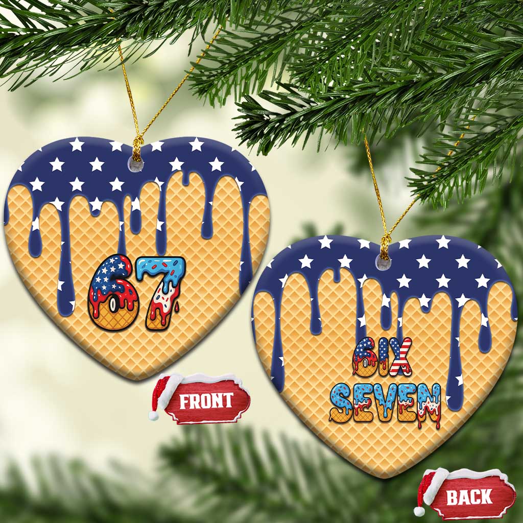 American Flag Ice Cream Drip Ceramic Ornament 67 Meme Gen Alpha Slang Tee - Wonder Print Shop