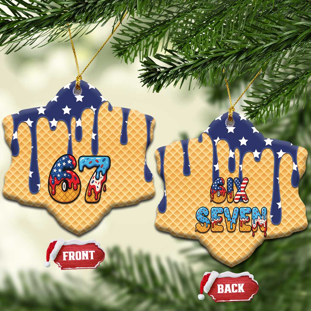 American Flag Ice Cream Drip Ceramic Ornament 67 Meme Gen Alpha Slang Tee - Wonder Print Shop