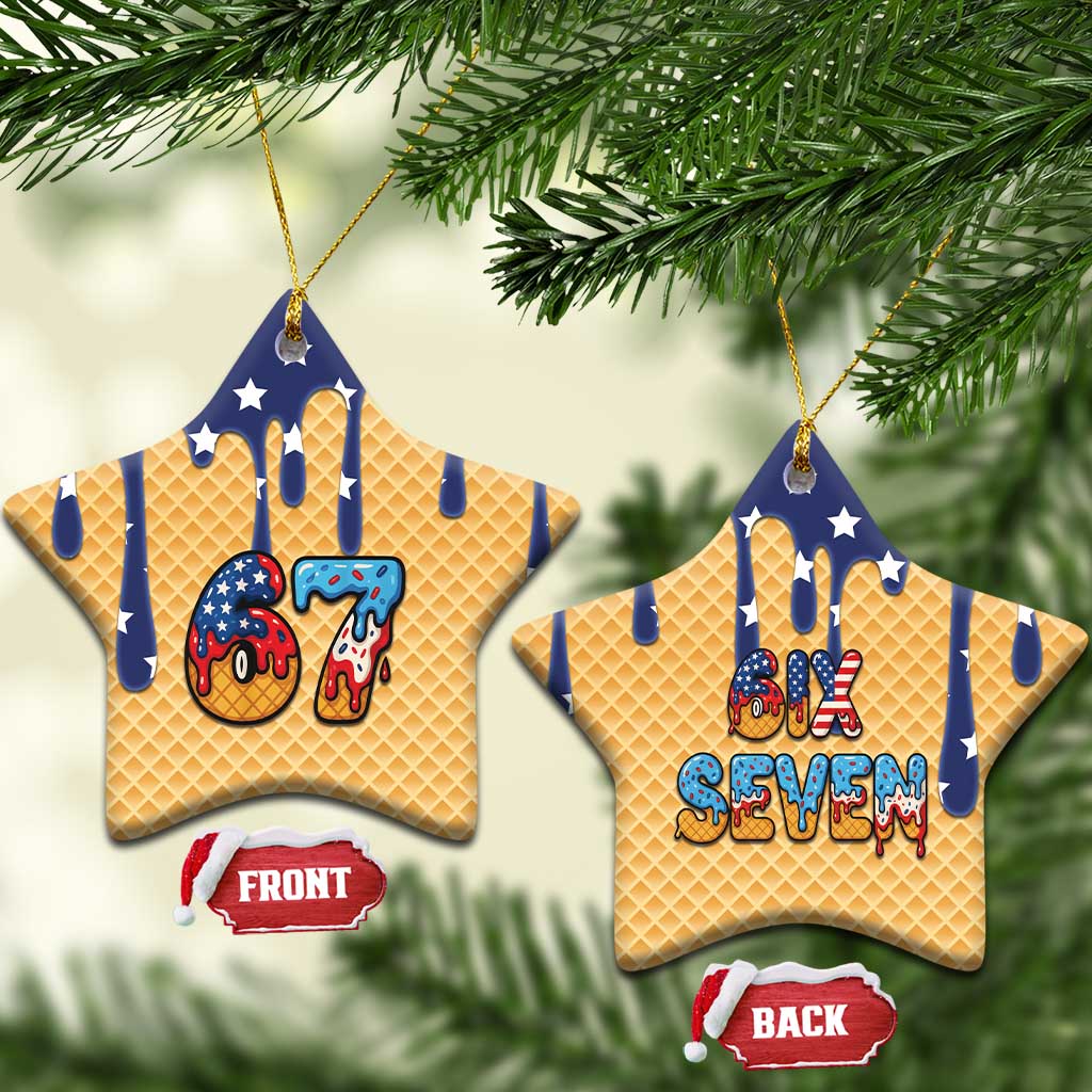 American Flag Ice Cream Drip Ceramic Ornament 67 Meme Gen Alpha Slang Tee - Wonder Print Shop