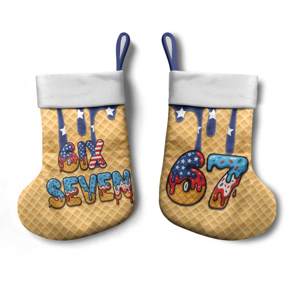 American Flag Ice Cream Drip Christmas Stocking 67 Meme Gen Alpha Slang Tee - Wonder Print Shop