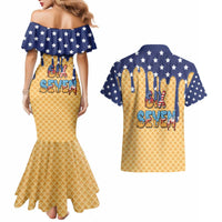 American Flag Ice Cream Drip Couples Matching Mermaid Dress and Hawaiian Shirt 67 Meme Gen Alpha Slang Tee - Wonder Print Shop