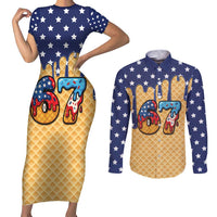 American Flag Ice Cream Drip Couples Matching Short Sleeve Bodycon Dress and Long Sleeve Button Shirt 67 Meme Gen Alpha Slang Tee - Wonder Print Shop