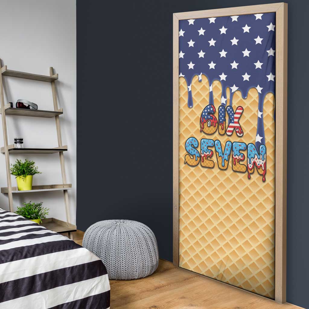 American Flag Ice Cream Drip Door Cover 67 Meme Gen Alpha Slang Tee - Wonder Print Shop
