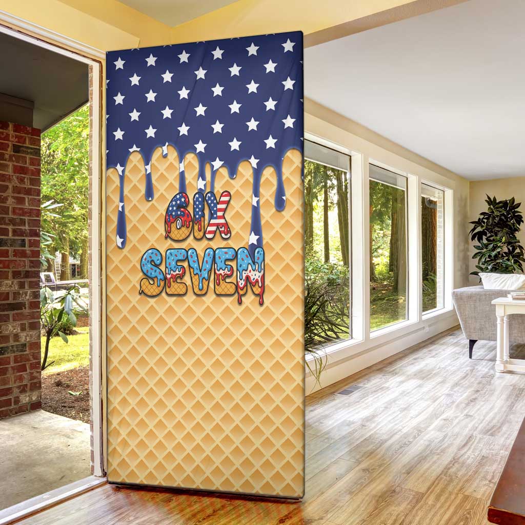 American Flag Ice Cream Drip Door Cover 67 Meme Gen Alpha Slang Tee - Wonder Print Shop