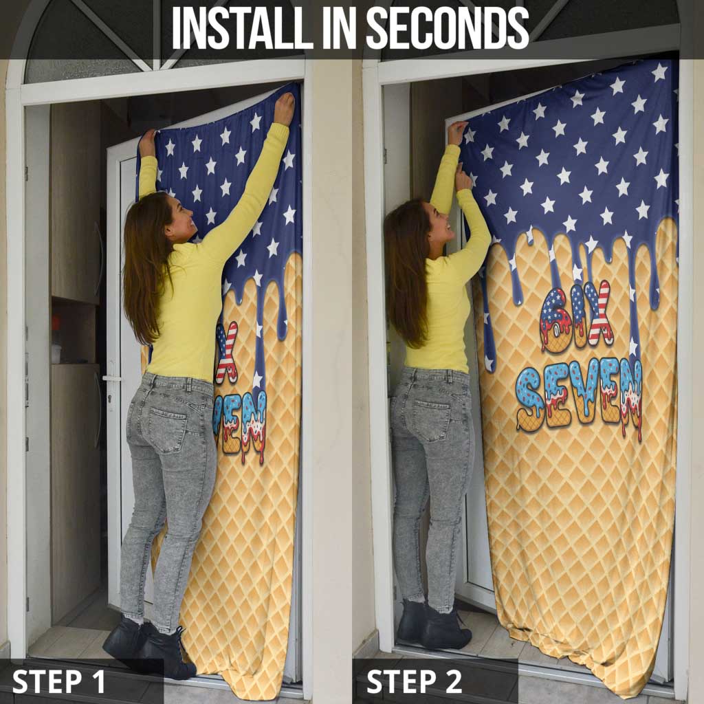 American Flag Ice Cream Drip Door Cover 67 Meme Gen Alpha Slang Tee - Wonder Print Shop