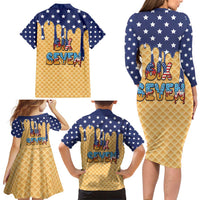 American Flag Ice Cream Drip Family Matching Long Sleeve Bodycon Dress and Hawaiian Shirt 67 Meme Gen Alpha Slang Tee - Wonder Print Shop
