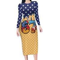 American Flag Ice Cream Drip Family Matching Long Sleeve Bodycon Dress and Hawaiian Shirt 67 Meme Gen Alpha Slang Tee - Wonder Print Shop