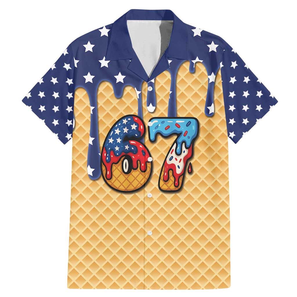 American Flag Ice Cream Drip Family Matching Mermaid Dress and Hawaiian Shirt 67 Meme Gen Alpha Slang Tee - Wonder Print Shop