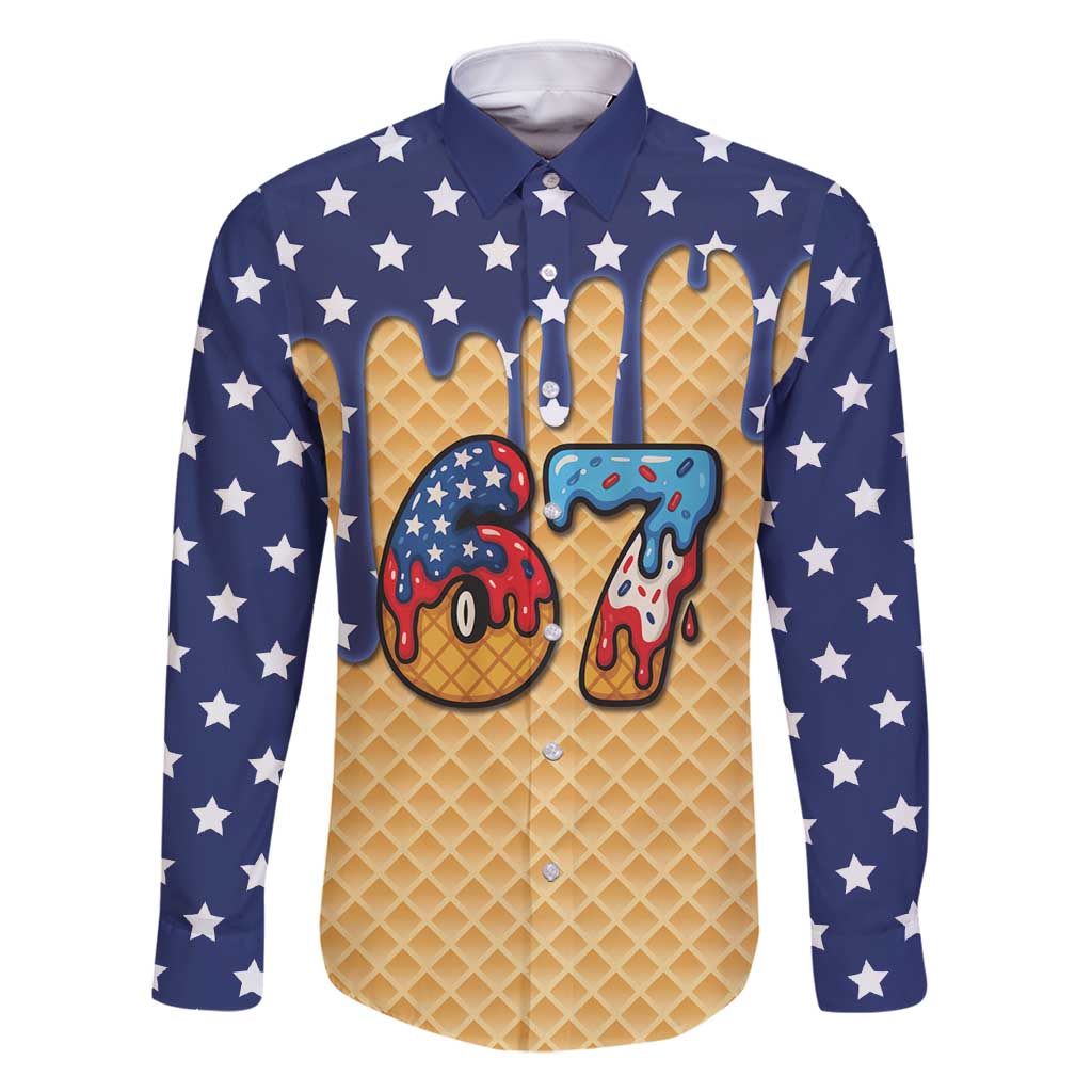 American Flag Ice Cream Drip Family Matching Mermaid Dress and Hawaiian Shirt 67 Meme Gen Alpha Slang Tee - Wonder Print Shop