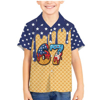 American Flag Ice Cream Drip Family Matching Mermaid Dress and Hawaiian Shirt 67 Meme Gen Alpha Slang Tee - Wonder Print Shop